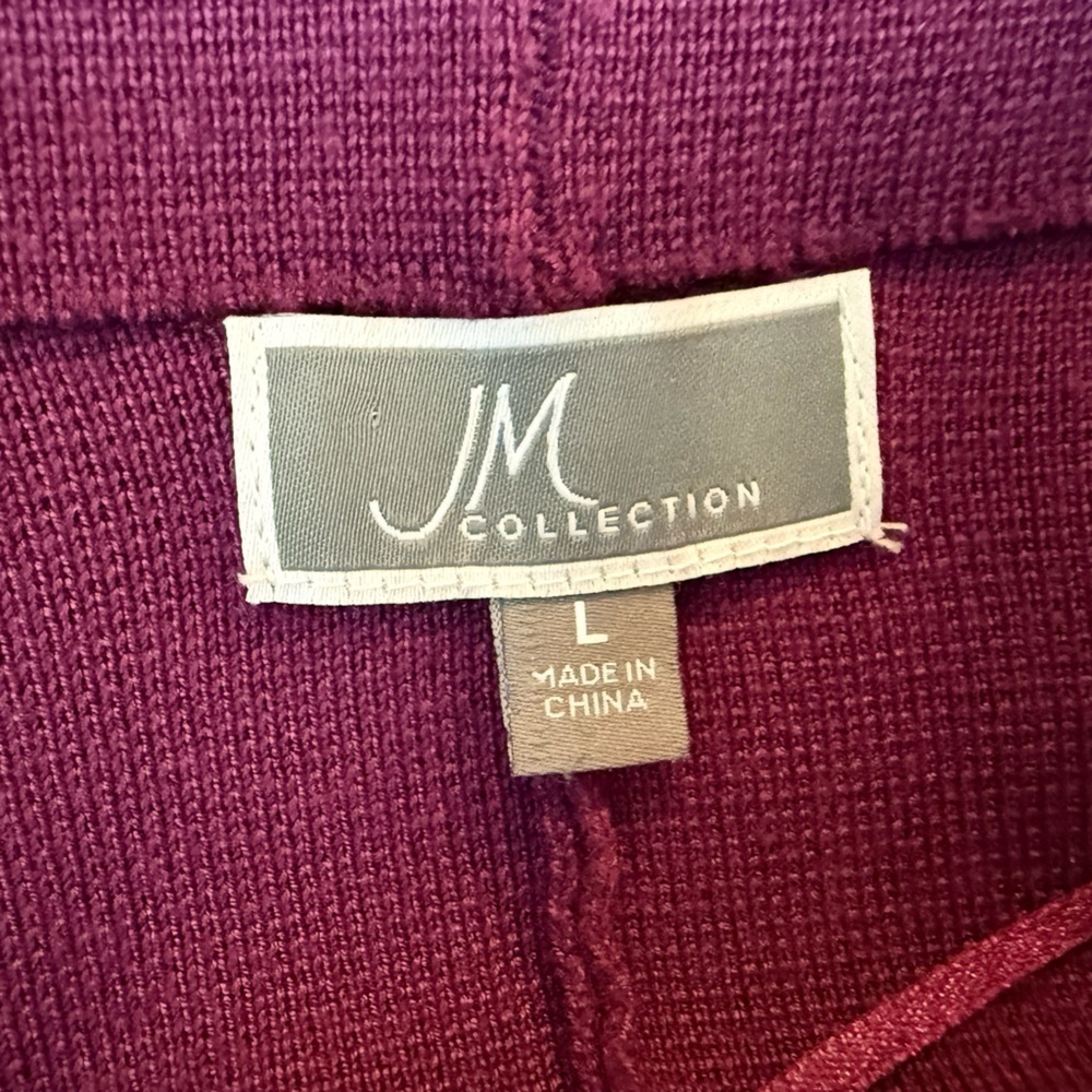 JM Collection Rich Purple Knit Classic Cottagecore Poncho/size L - Picture 14 of 14